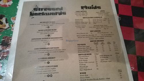 menu at East St Cafe and Bar in Nelson