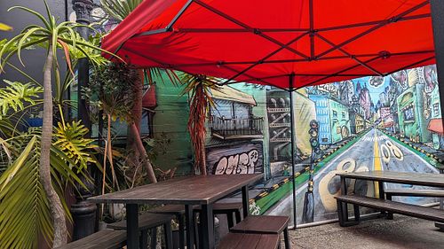 Rear patio at East St Cafe and Bar in Nelson