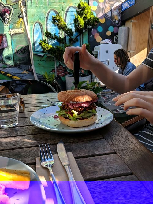 normal veggie burger at East St Cafe and Bar in Nelson