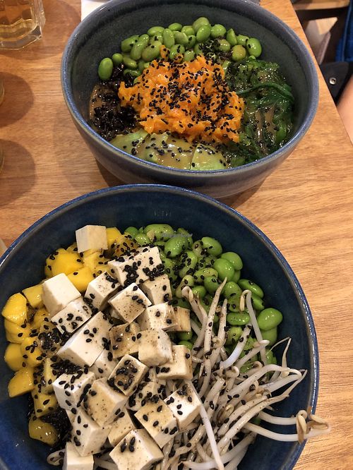 Carrot salmon & Tofu Bowl with Black Rice  at Paia Poké in Rapperswil-jona
