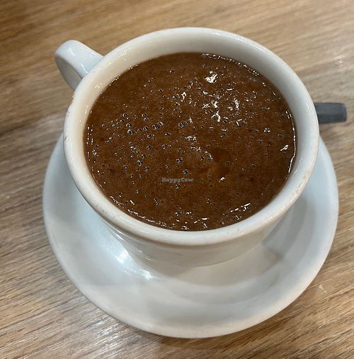Chocolate drink with soy milk, can be used as dip for the churros  at Tejeringo's Coffee in Malaga