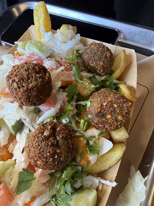 falafel fries  at Frittenwerk - Alexanderplatz in Berlin