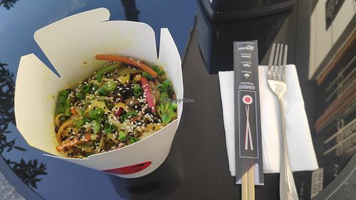 Rice noodles wok with veggies and Curry sauce at Red Panda in Batumi