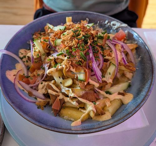 Loaded fries with tofu at Pennyfeather Cafe in Kilkenny