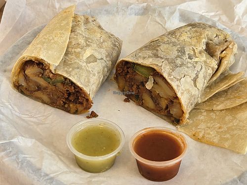 Axel's vegan burrito at Sara's Mexican Food in San Diego