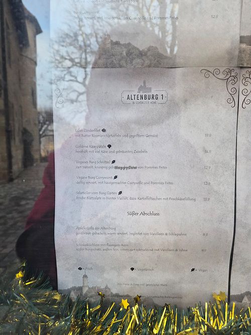 Menu as of Dec 2025 at Biergarten & Restaurant Altenburg in Bamberg