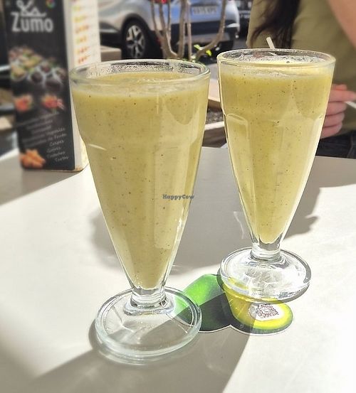 Banana, pineapple and kiwi smoothies at Cafeteria Santo Zumo. Fruteria Zumeria in Lanzarote