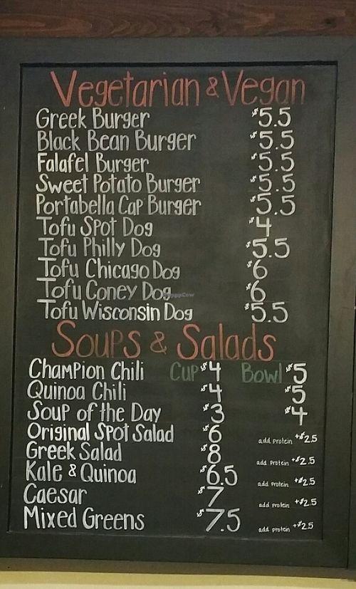 Vegetarian Menu at The Burger Spot in Plymouth