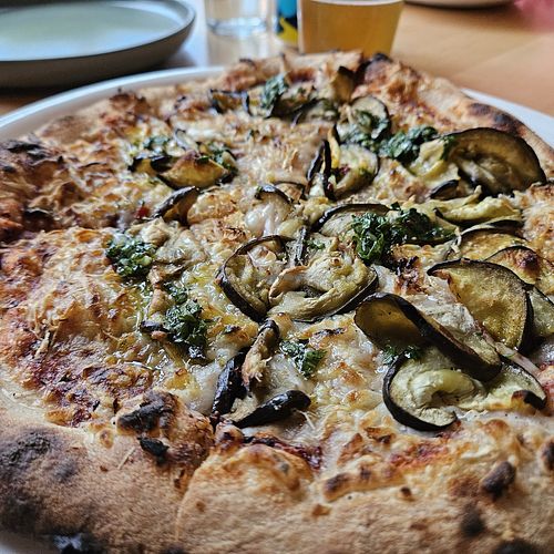 The Eggplant pizza at Myrth in Ada