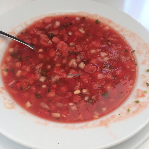 watermelon soup at Peacefood Cafe - Downtown in New York City