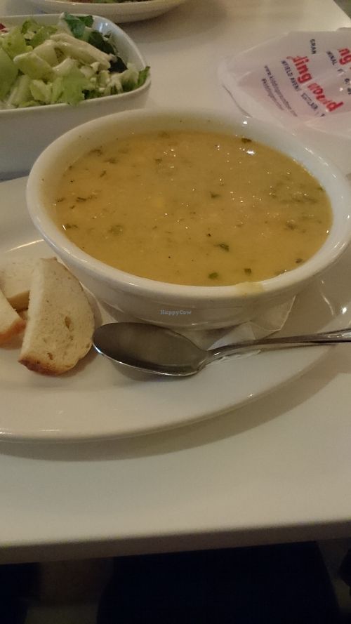 Lentil coconut soup  at Peacefood Cafe - Downtown in New York City