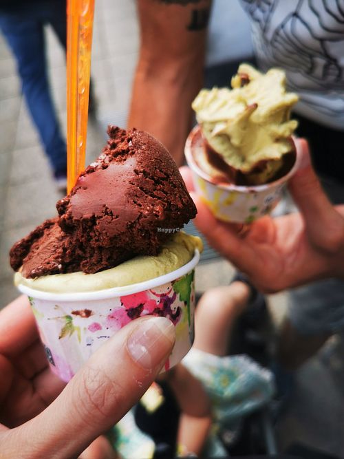 Pistache and choco vegan. Mmmmm at Gelateria Lago di Garda in Innsbruck