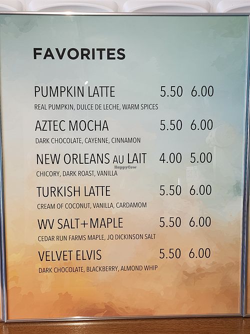 Favorites Menu (as of Oct 2025) at Mea Cuppa Coffee Lounge in Charleston