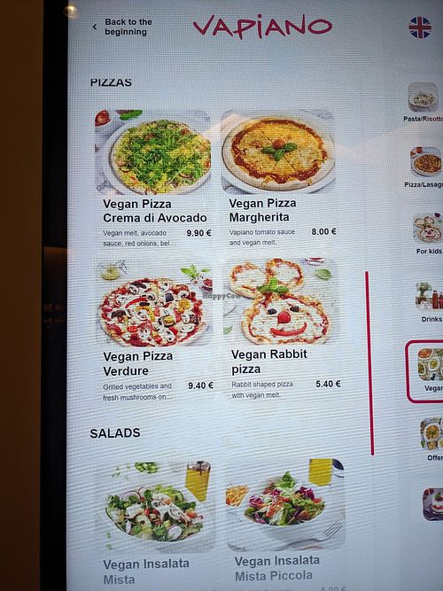Menu-pizza at Vapiano - Foorum in Tallinn