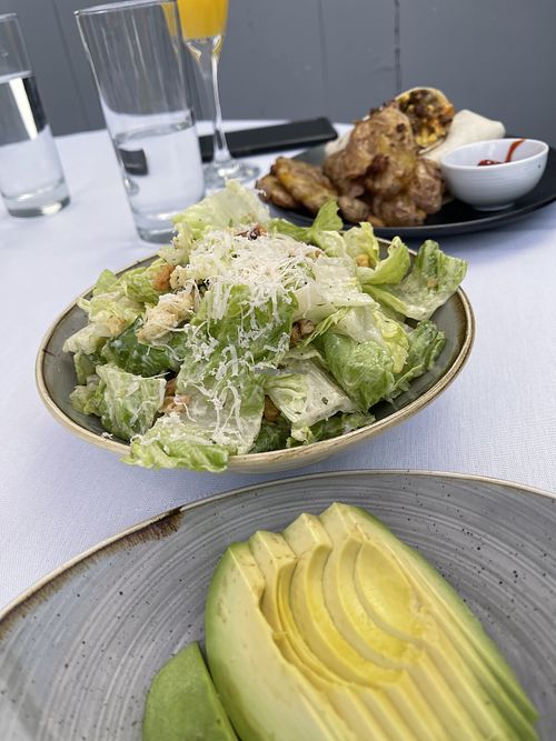 Ceasar for Brunch. Also: mimosa and Impossible Burrito.   at Crossroads Kitchen in Los Angeles
