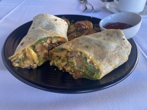Impossible Breakfast Sausage Burrito  at Crossroads Kitchen in Los Angeles