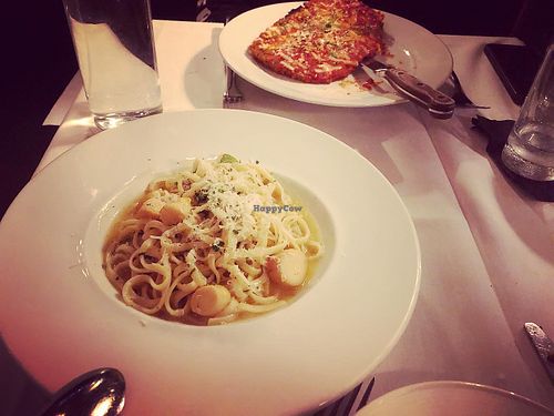 Scallop linguine and scaloppini&parmesan   at Crossroads Kitchen in Los Angeles