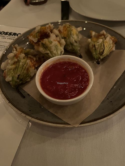 These zucchini blossoms were delicious!  at Crossroads Kitchen in Los Angeles