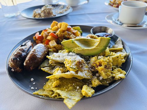 Chilaquiles verde  at Crossroads Kitchen in Los Angeles