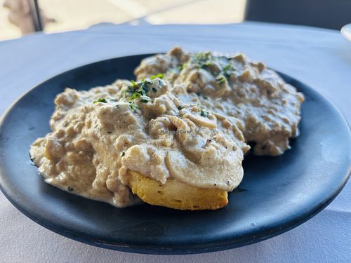Biscuits and gravy   at Crossroads Kitchen in Los Angeles