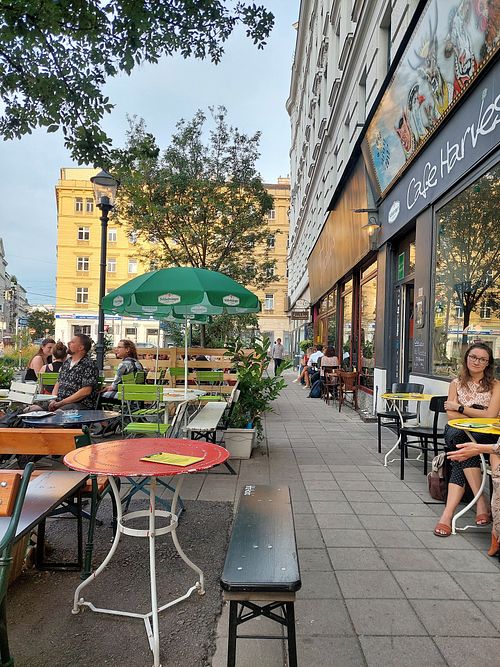 Outside at Cafe Harvest in Vienna