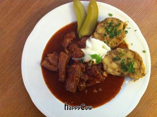 Gulasch with Dumplings at Cafe Harvest in Vienna