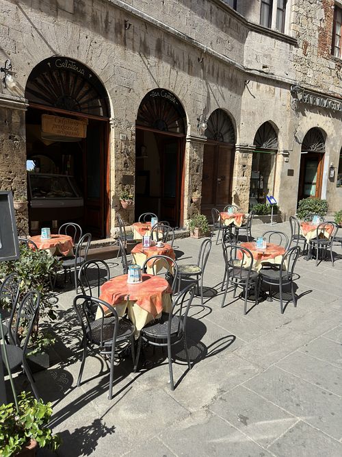 Outside seating (there’s more behind the store)  at Bar Centrale in Grosseto