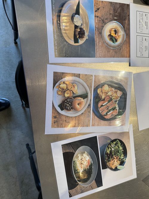 Picture menu on the counter  at Hakumokka in Onna