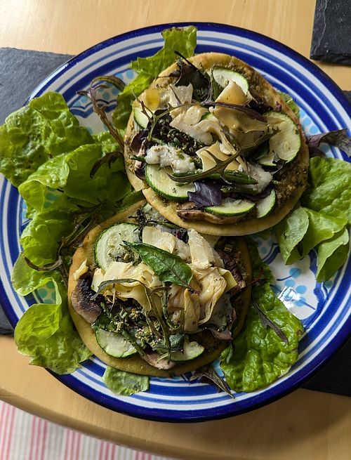 Green breakfast pizza at Loaf BnB in Berwick-upon-tweed