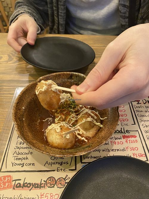 5/5 was amazing ~ Takoyaki  at Shinsekai Paprika Shokudo Vegan in Osaka