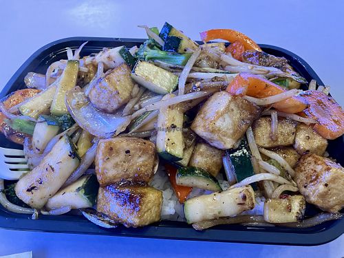 The spicy tofu bowl - not very spicy, but delicious!  at Geta Xpress in Hanford