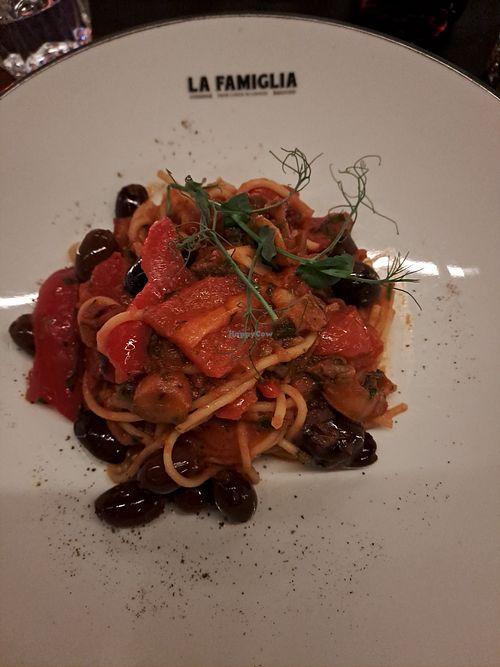 Vegan pasta at La Famiglia in Tromsoe