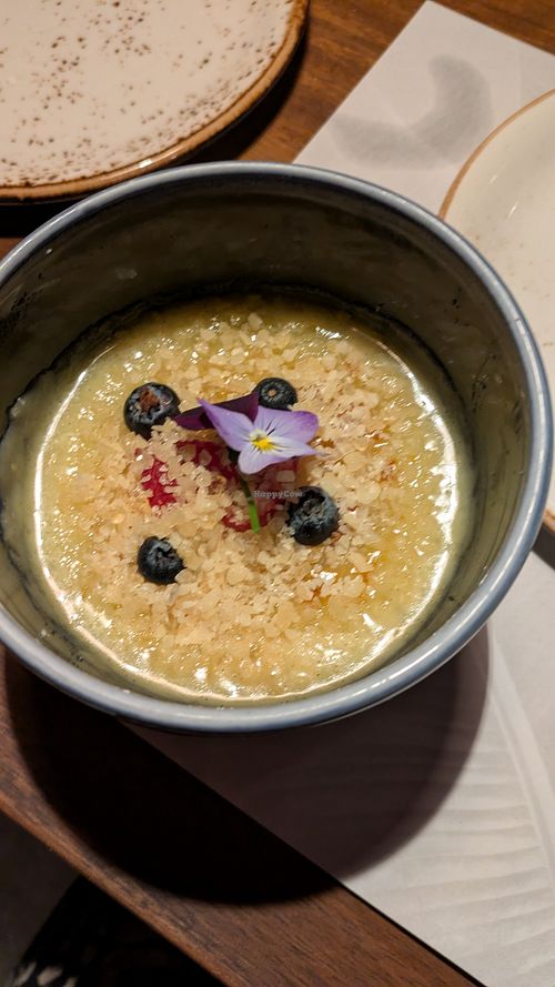 Vegan creme brulé at Gaea in Rhodes