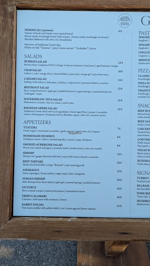 Menu1 at Gaea in Rhodes