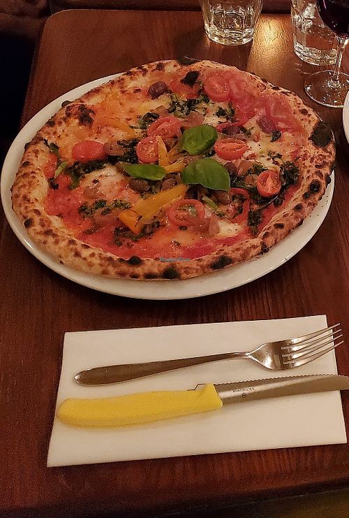 Bottom left pizza is vegan & delicioud at Pizzéria NO 900 - Sherbrooke in Sherbrooke