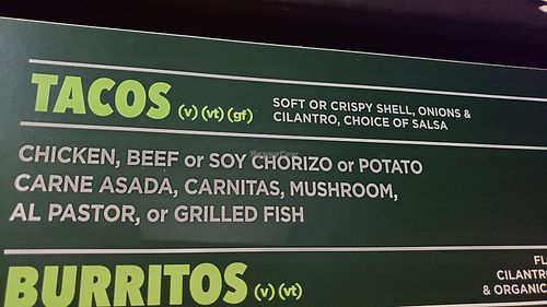 Taco menu at Hugo's Tacos in Studio City