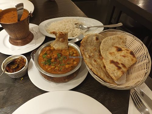 Chana massala and roti bread at Royal Punjab in Knokke-heist