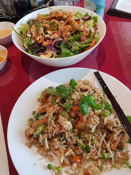 Beauty salad & peace fried rice at World Vegan Cuisine in St Petersburg