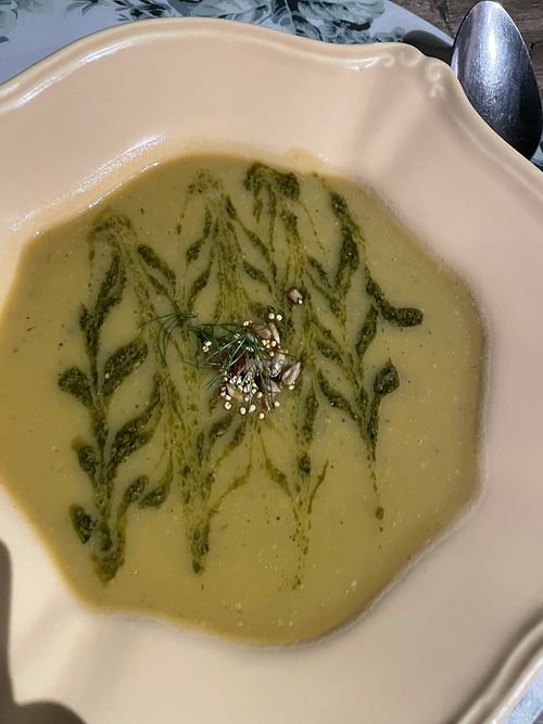 Locally grown vegetable soupp  at Restaurante Ar Terra Bistro in Sao Luis