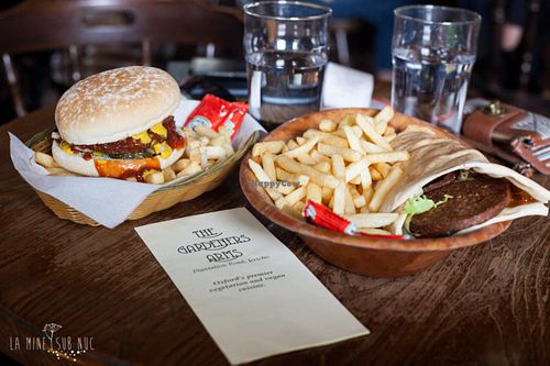Vega burger + vegan wrap. Amazingly tasty and really good value.  at The Gardener's Arms in Oxford
