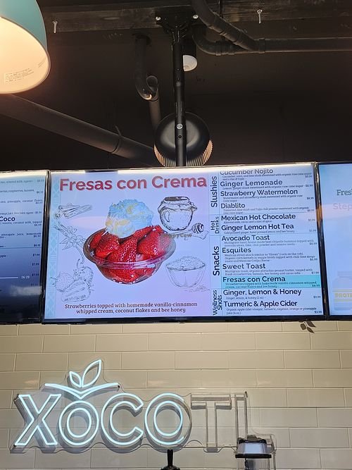 Slushies, drinks, snacks, and shots Menu (as of August 2025) at Xocotl Fresco & Natural in Portland