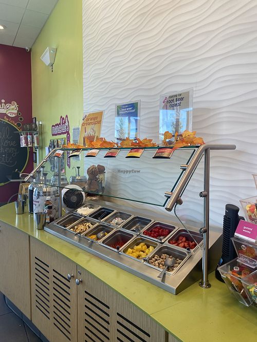 Fruit Toppings Available and Pineapple Float  at Menchie's Frozen Yogurt in Riverbank