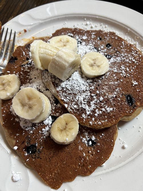 Vegan blueberry pancakes   at 3 Brothers Pizza Cafe in Farmingdale