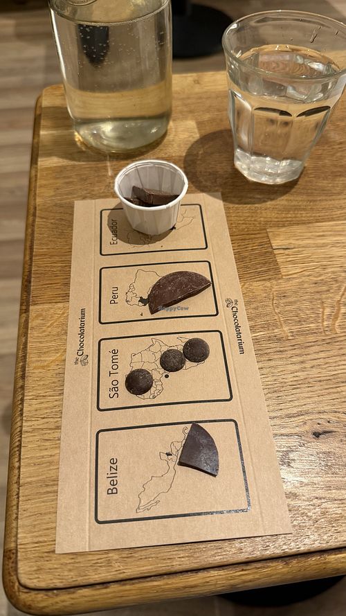 Tasters of single origin chocolates  at The Chocolatarium in Edinburgh