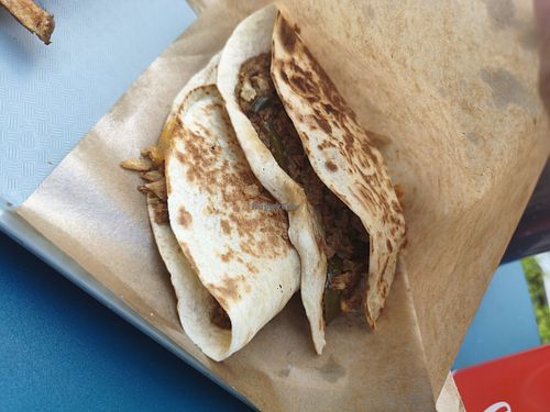 Vegan quesadillas at Le Hasard Ludique in Paris