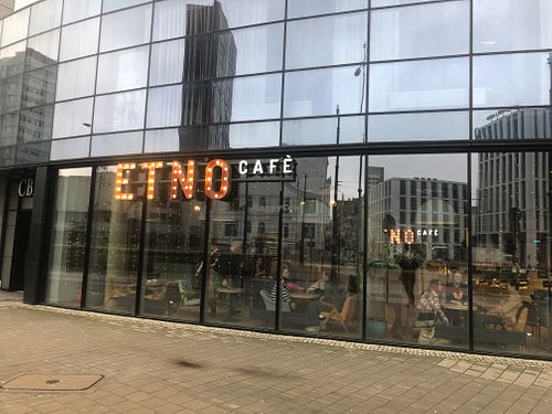 Outside at Etno Cafe Jednorożec in Lodz