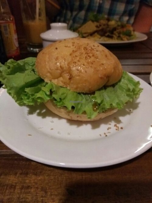 Tofu & Mushroom burger at Karma Waters in Da Nang