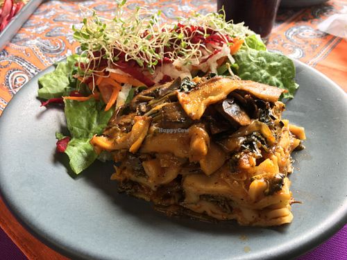 vegan lasagna at Yerbabuena del Sisal in Valladolid