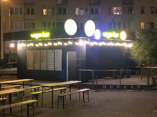 Outside (at night) at Vebap in Warsaw