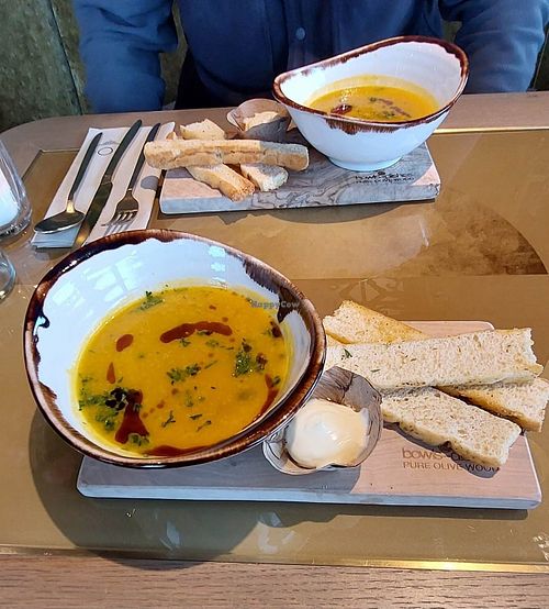 Vegan soep uit het 3 gangen lunch menu at Strøming in Etten-leur